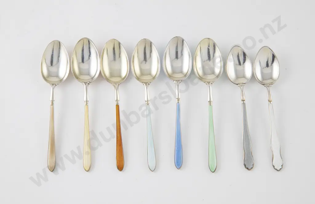 Set Six S/S & Enamel Coffee Spoons Image 1++