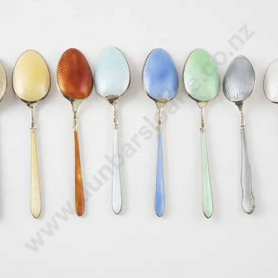 Set Six S/S & Enamel Coffee Spoons
