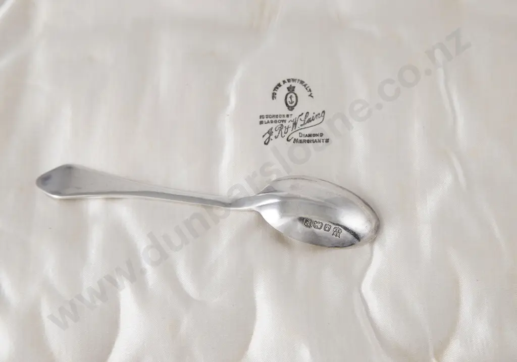 Cased Set Twelve Geo V S/S Teaspoons & Tongs Image 1++