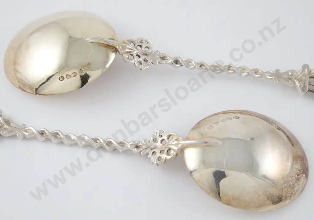 Cased Pair Fancy S/Plate Serving Spoons Image 1++