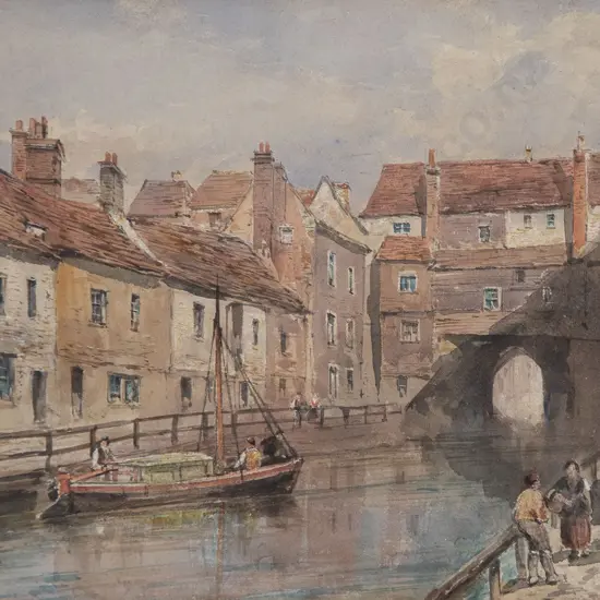 Thomas Fairbourne A 19th Century Canal Scene With Barge