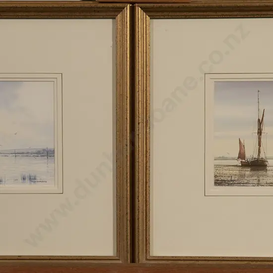 Alan Whitehead (b 1952) - Pair English Estuary Scenes With Fishing Boats