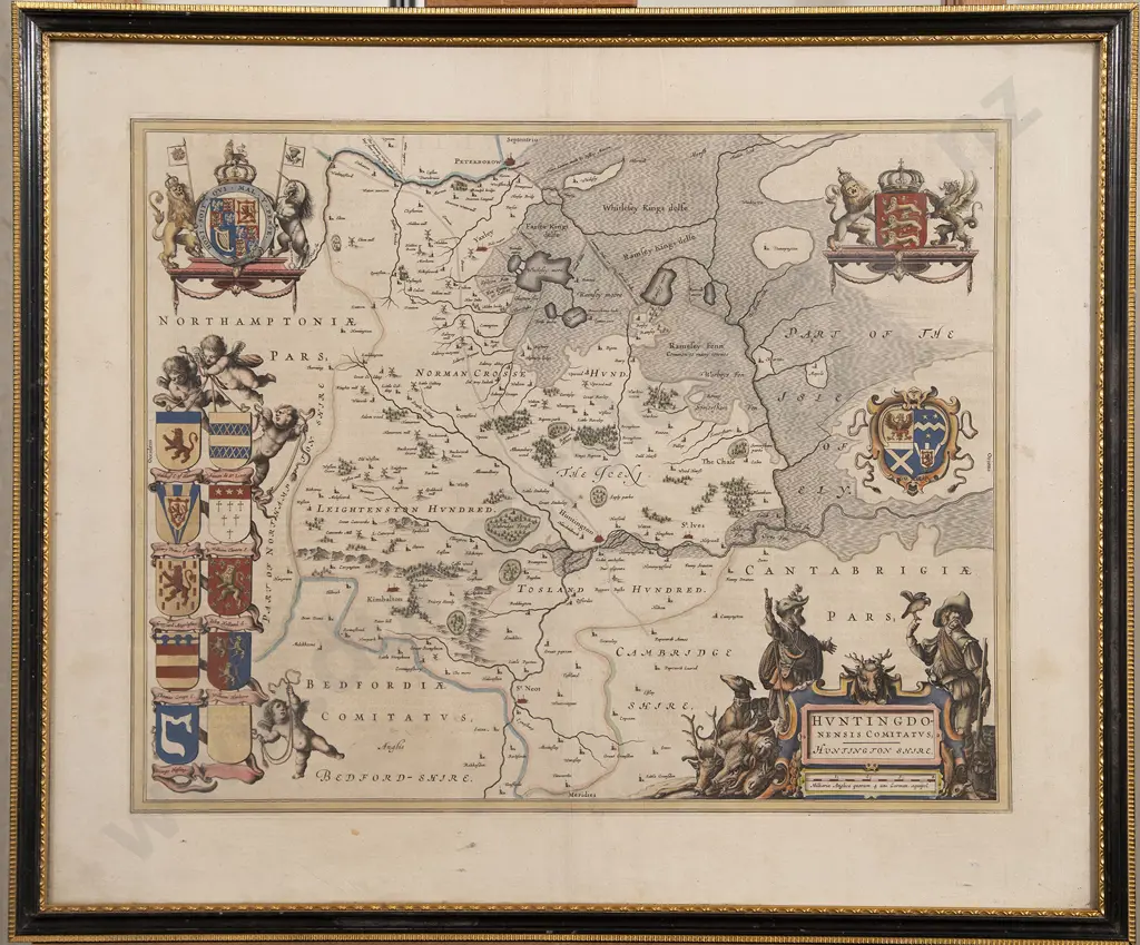 C17th Map Of Huntingdonshire by Jansson Image 1++
