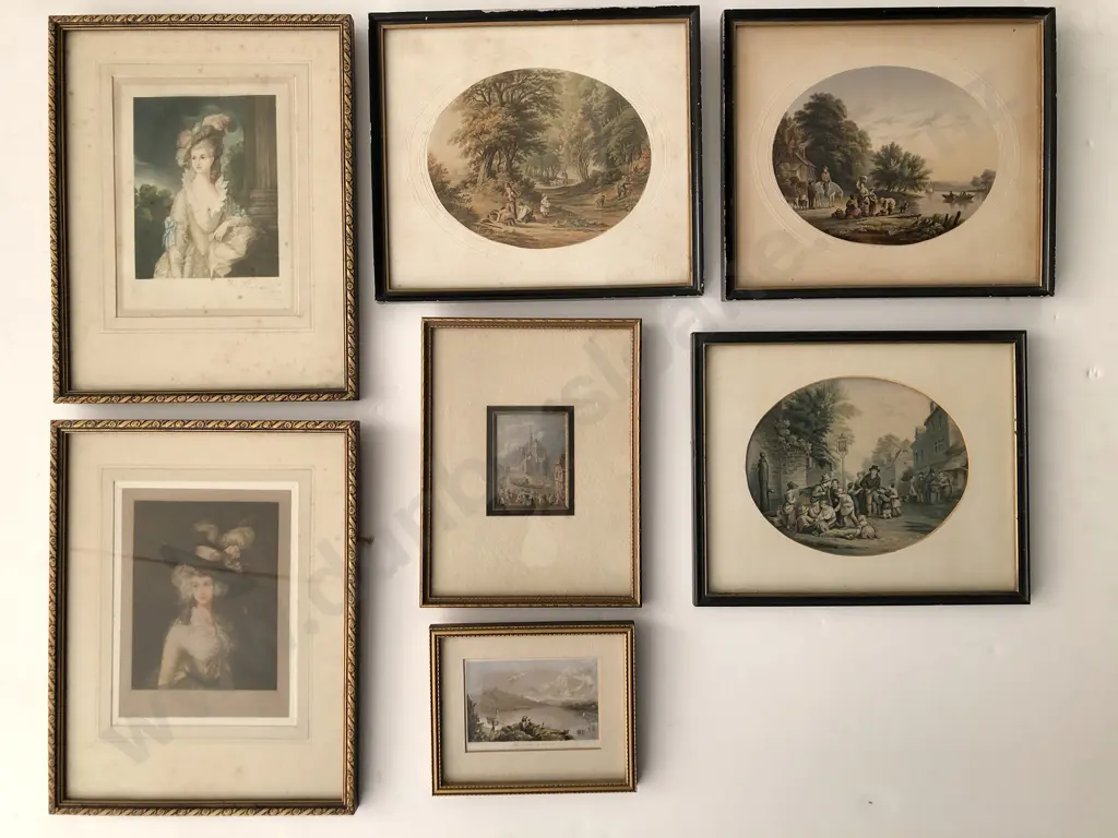 Four Baxter Prints A Le Blond Print & Two Mezzotint Portrait Prints Image 1++
