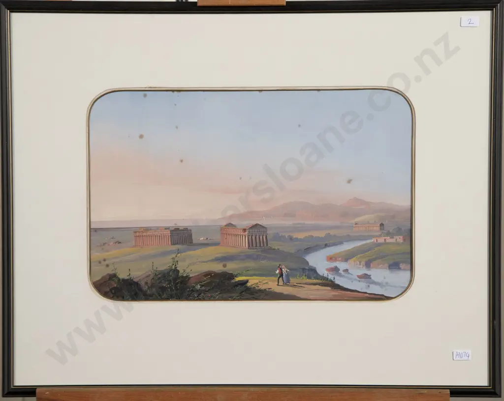 C19th Neopolitan Grand Tour Gouache Pompeii Ruins Image 1++