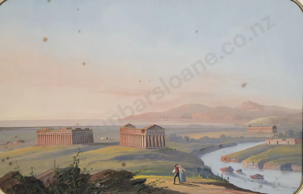 C19th Neopolitan Grand Tour Gouache Pompeii Ruins Image 1++