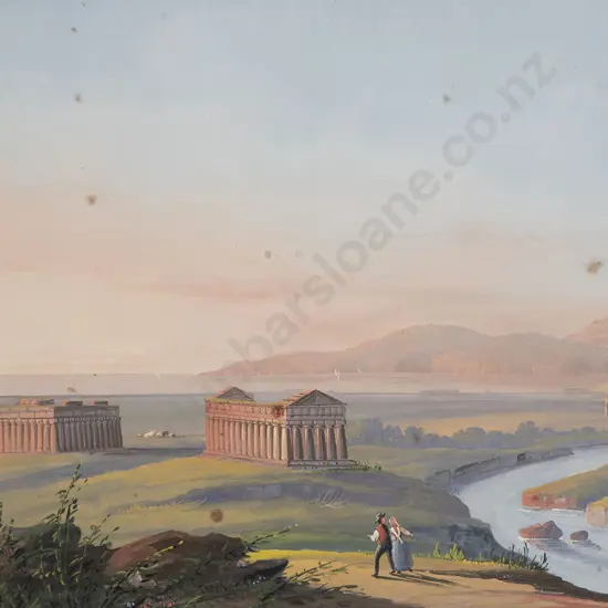 C19th Neopolitan Grand Tour Gouache Pompeii Ruins