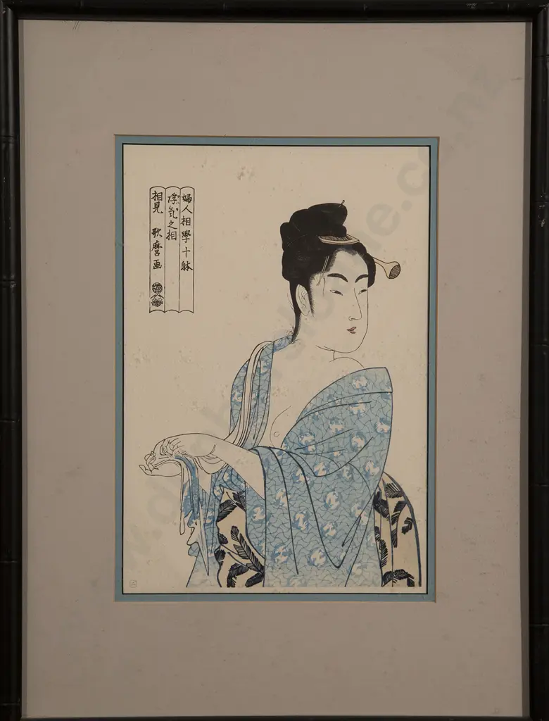 Three Japanese Woodblock Prints of Geishas Image 1++