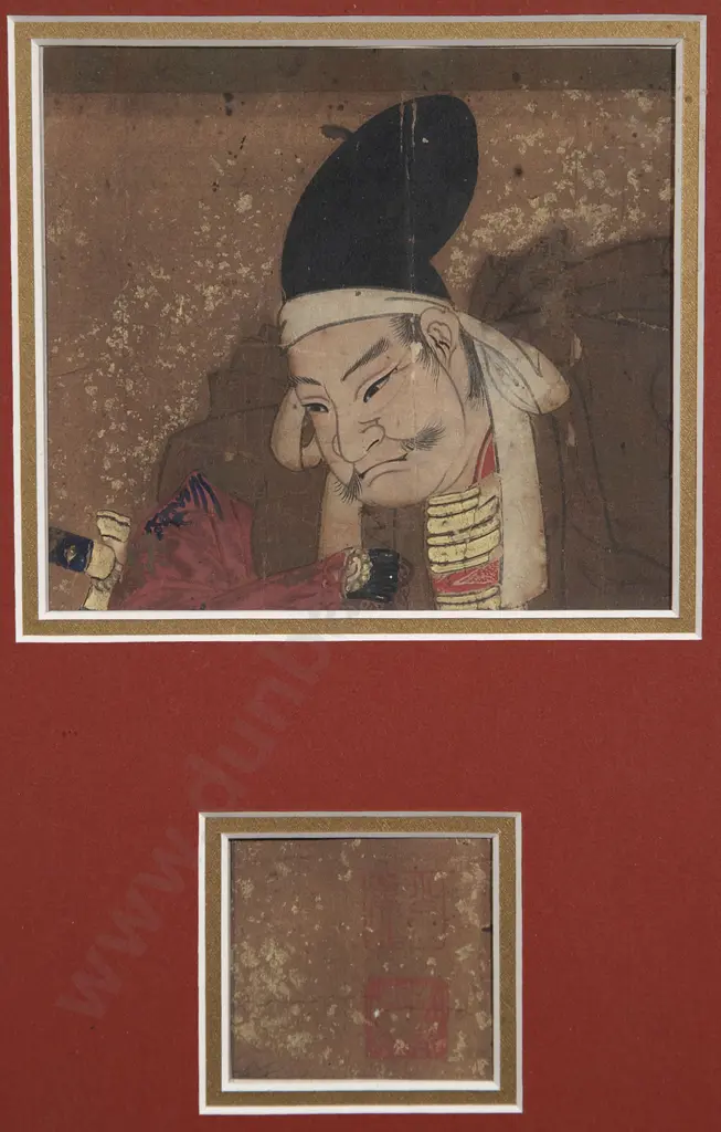 Momoyama Period (1573-1615) Woodblock of Samurai Image 1++