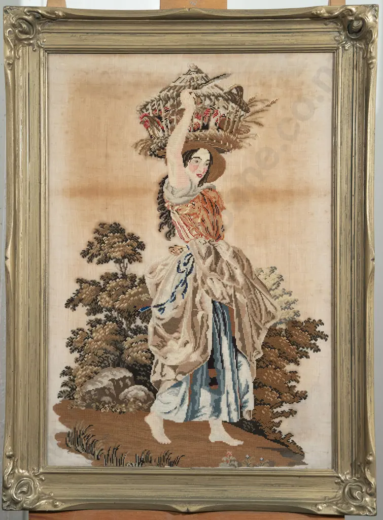 Framed C19th German Gross point Tapestry Image 1++