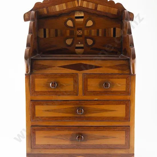 NZ Native Timbers Parquetry Inlaid Miniature Chest