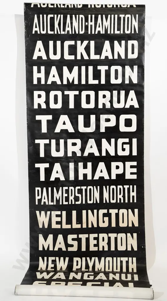 Interesting & Rare Vintage NZ Hand Painted Bus Destination Scroll Image 1++