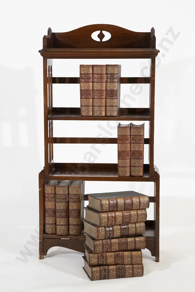 Edwardian Oak Bookcase with Set Historians History of the World Image 1++