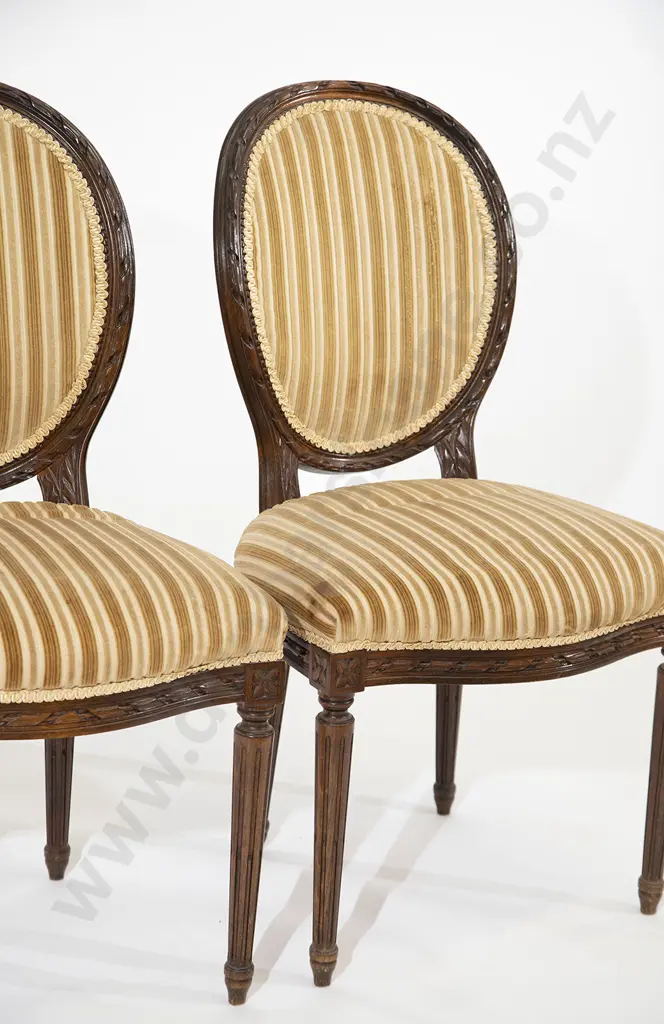 Pair French Salon Balloon Back Side Chairs Image 1++