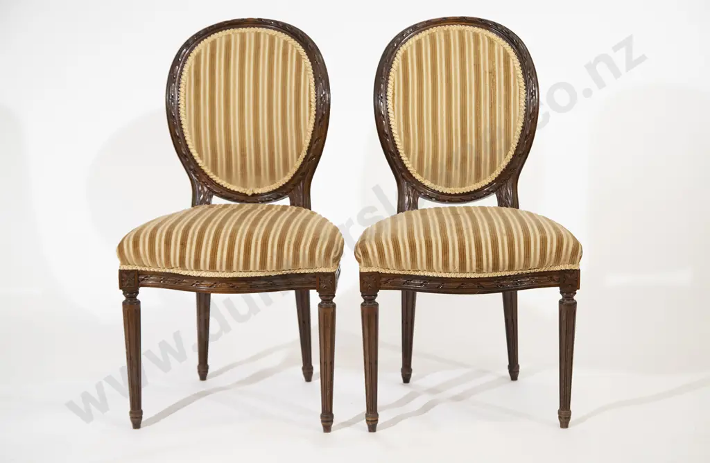 Pair French Salon Balloon Back Side Chairs Image 1++