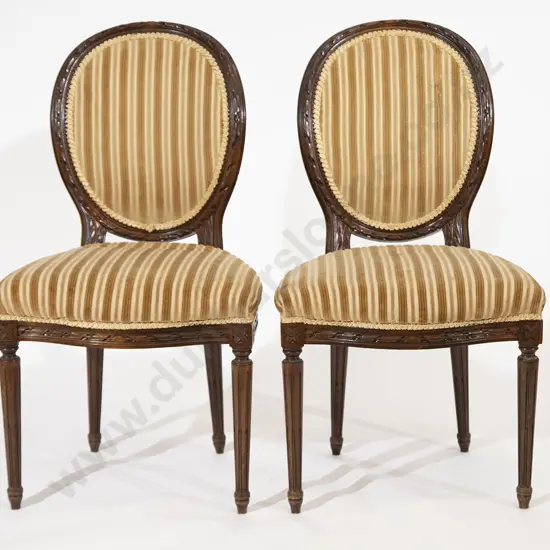Pair French Salon Balloon Back Side Chairs
