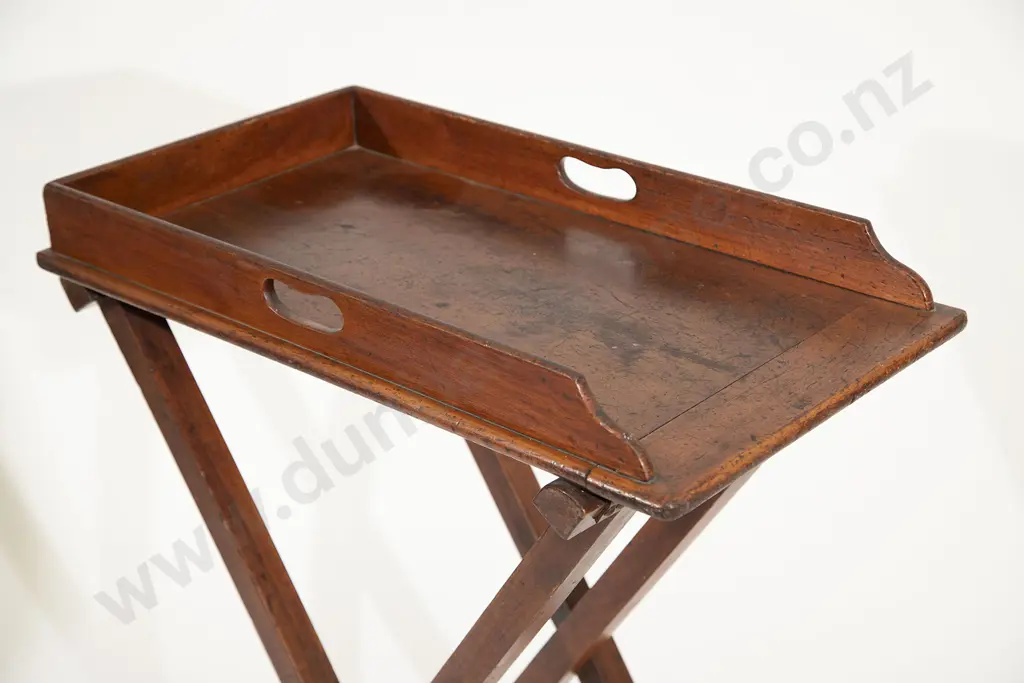 Victorian Mahogany Butlers Tray on Folding Stand Image 1++