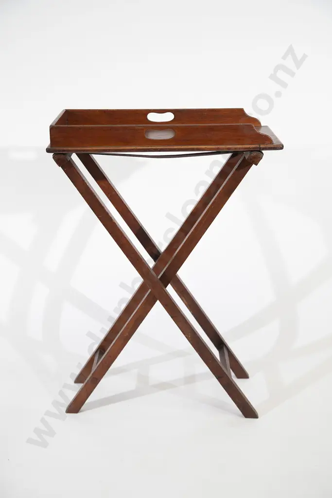 Victorian Mahogany Butlers Tray on Folding Stand Image 1++