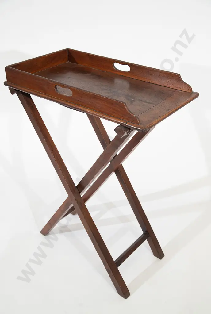 Victorian Mahogany Butlers Tray on Folding Stand Image 1++