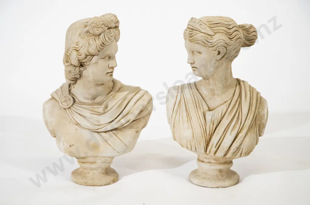 Pair Plaster Classical Busts Image 1++