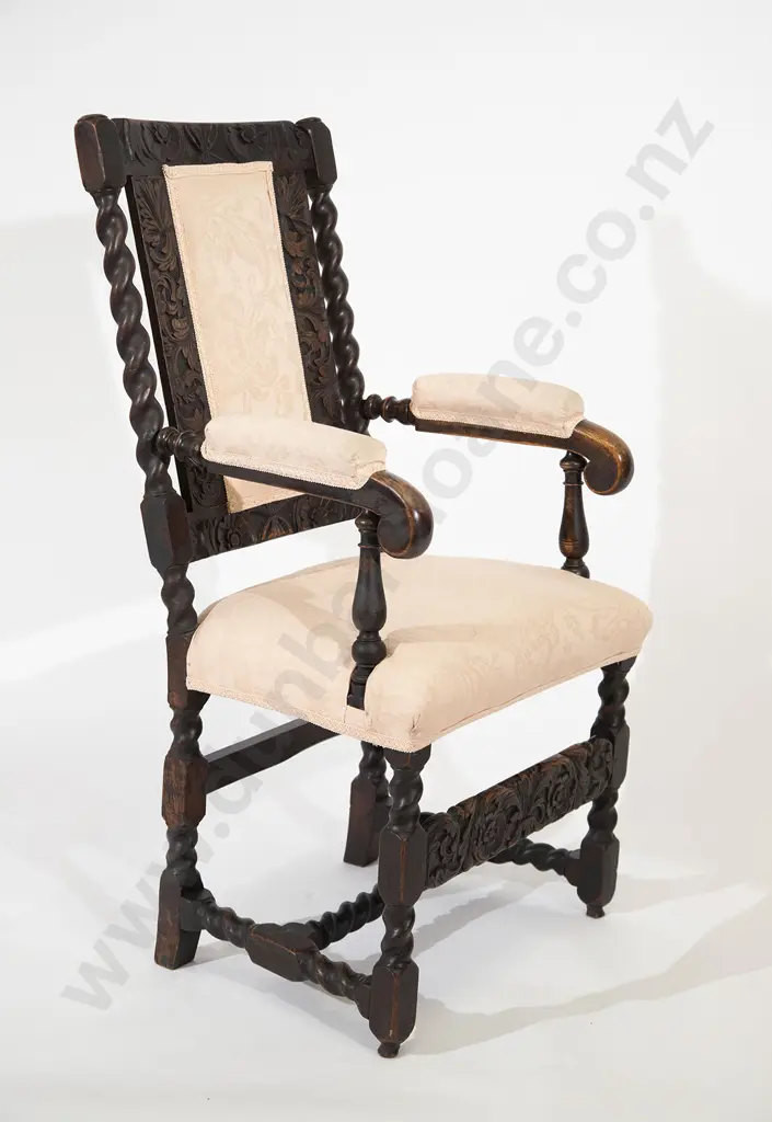 Early C18th Oak Open Arm Chair Image 1++