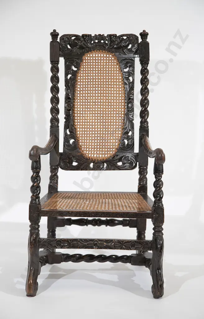 Victorian Stained Oak Open Arm Chair Image 1++