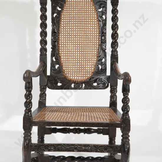 Victorian Stained Oak Open Arm Chair