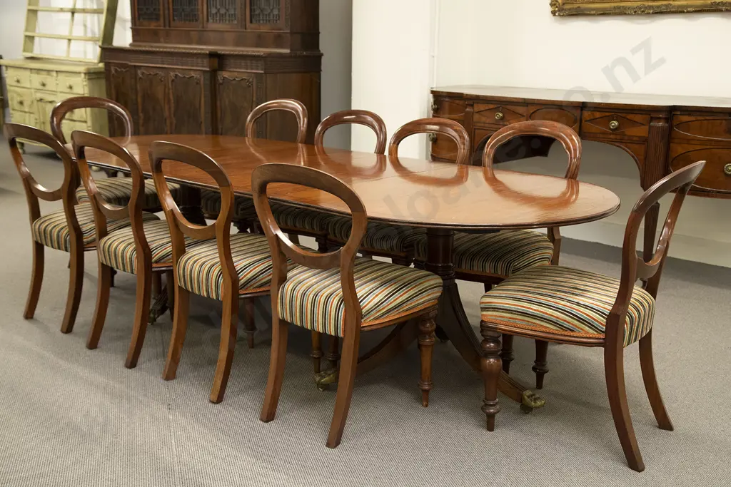 Mahogany Extension Dining Table and Ten Dining Chairs Image 1++