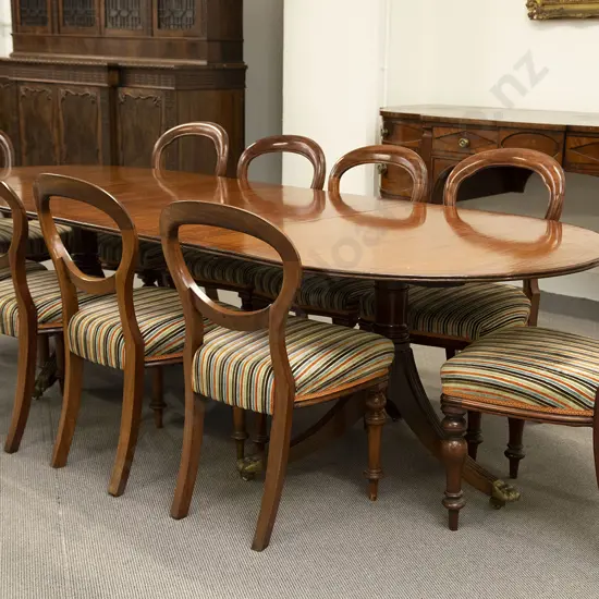 Mahogany Extension Dining Table and Ten Dining Chairs