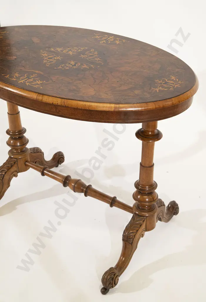 Victorian Burr Walnut & Marquetry Side Table Image 1++