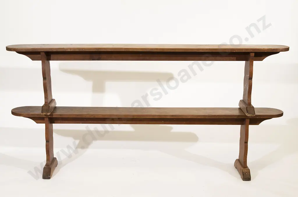 Pair Victorian Slender Fruitwood Benches Image 1++