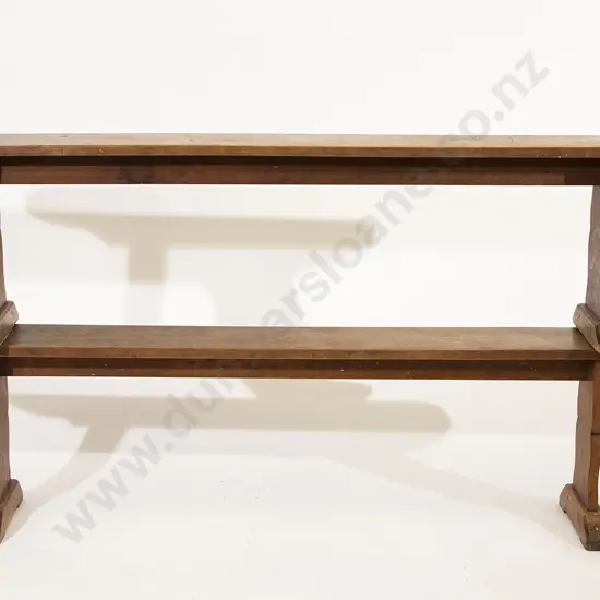 Pair Victorian Slender Fruitwood Benches