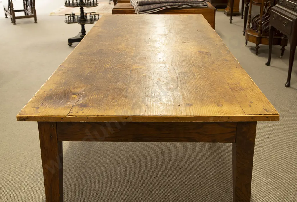 Victorian Oak and Pine Top Farmhouse Table Image 1++