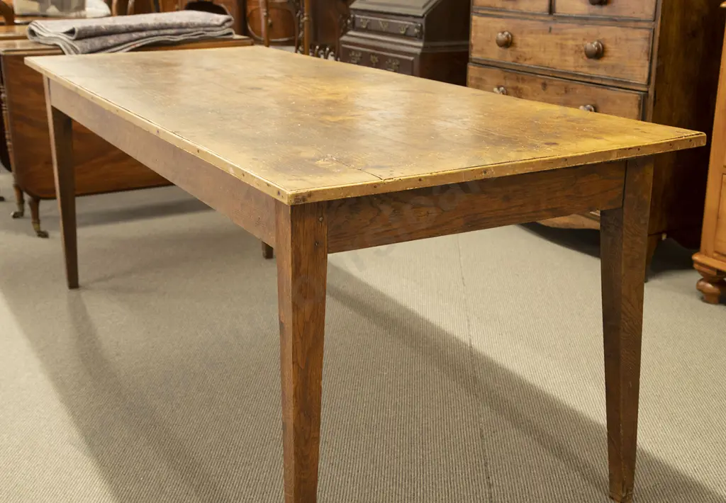 Victorian Oak and Pine Top Farmhouse Table Image 1++