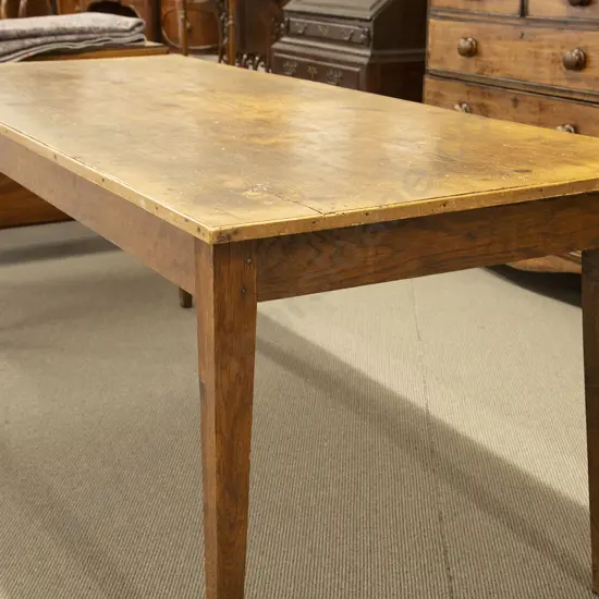Victorian Oak and Pine Top Farmhouse Table