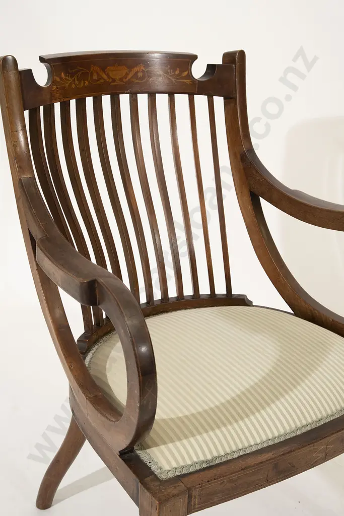Edwardian Mahogany Sheraton Revival Armchair Image 1++