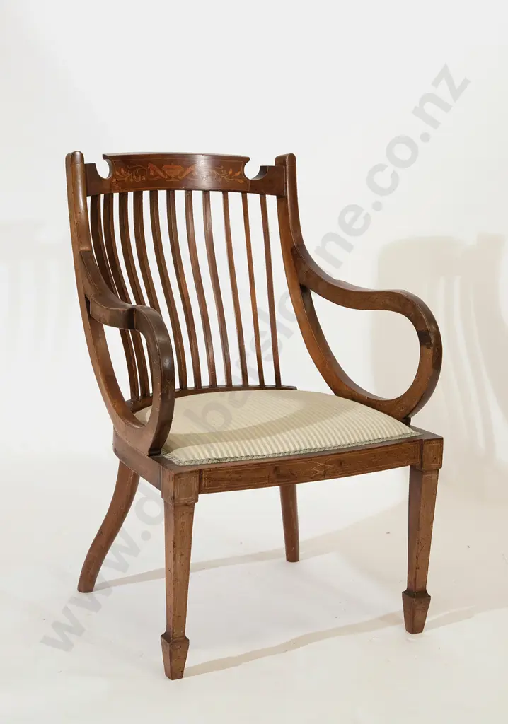 Edwardian Mahogany Sheraton Revival Armchair Image 1++