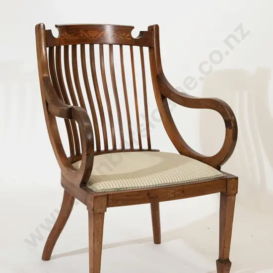 Edwardian Mahogany Sheraton Revival Armchair