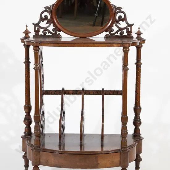 Victorian Burr Walnut Canterbury What-Not