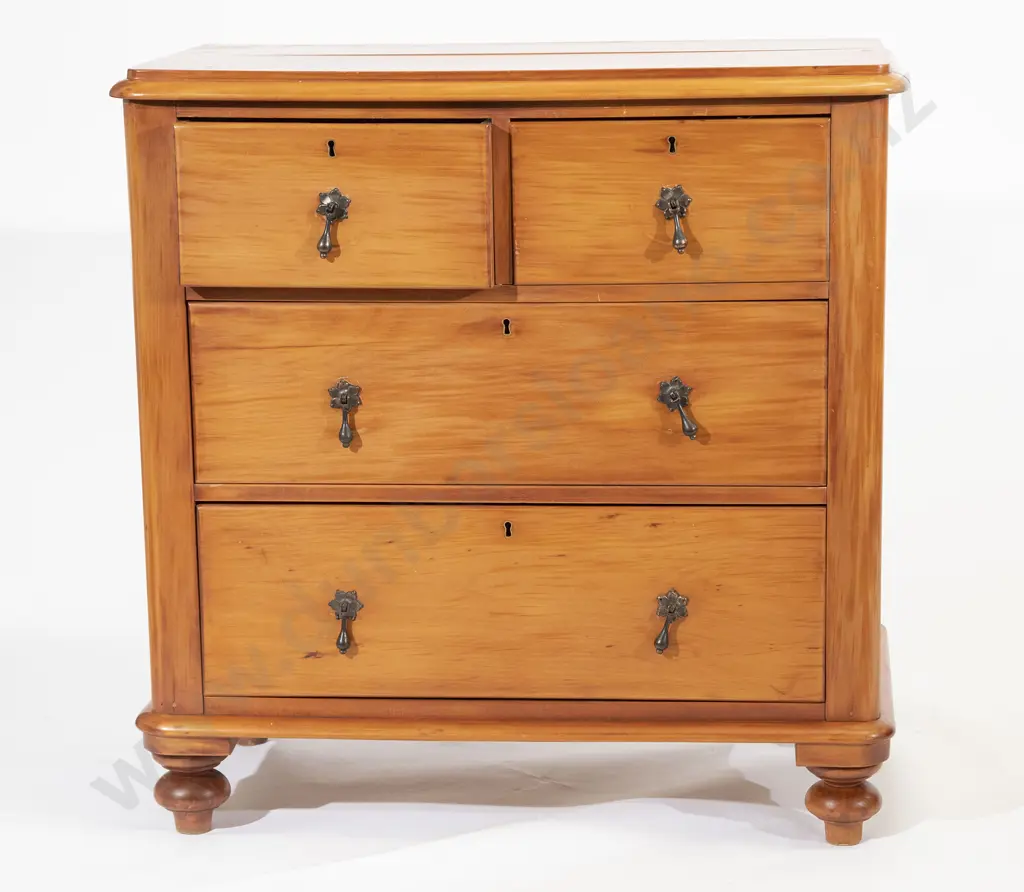 Pair NZ Colonial Kauri Flat Front Chests Image 1++