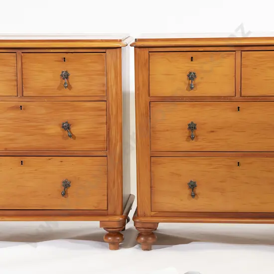 Pair NZ Colonial Kauri Flat Front Chests