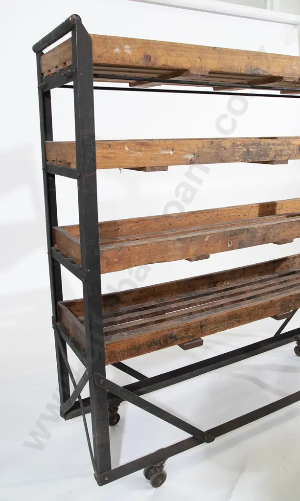 Victorian Ex-Hannahs Shoe Factory Four Tier Shoe Rack Trolley Image 1++