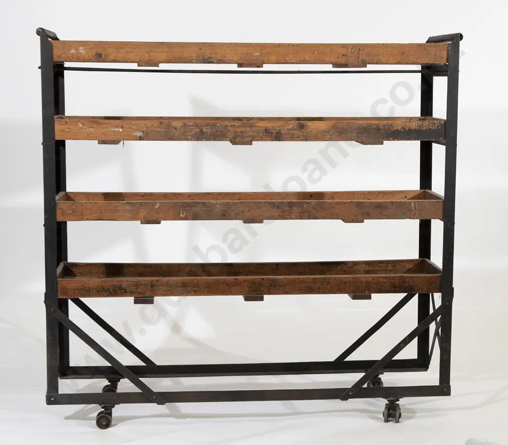 Victorian Ex-Hannahs Shoe Factory Four Tier Shoe Rack Trolley Image 1++