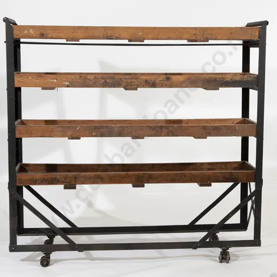 Victorian Ex-Hannahs Shoe Factory Four Tier Shoe Rack Trolley