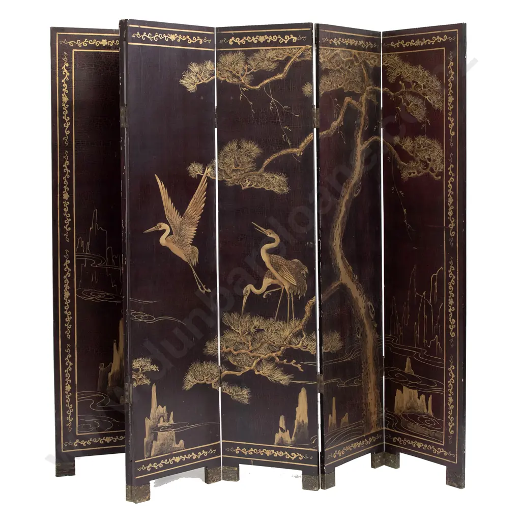 Japanese Six Panel Folding Screen Image 1++