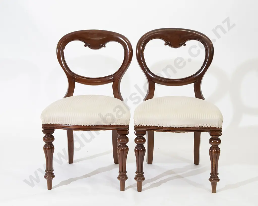 Set Six Mahogany Balloon Back Dining Chairs Image 1++