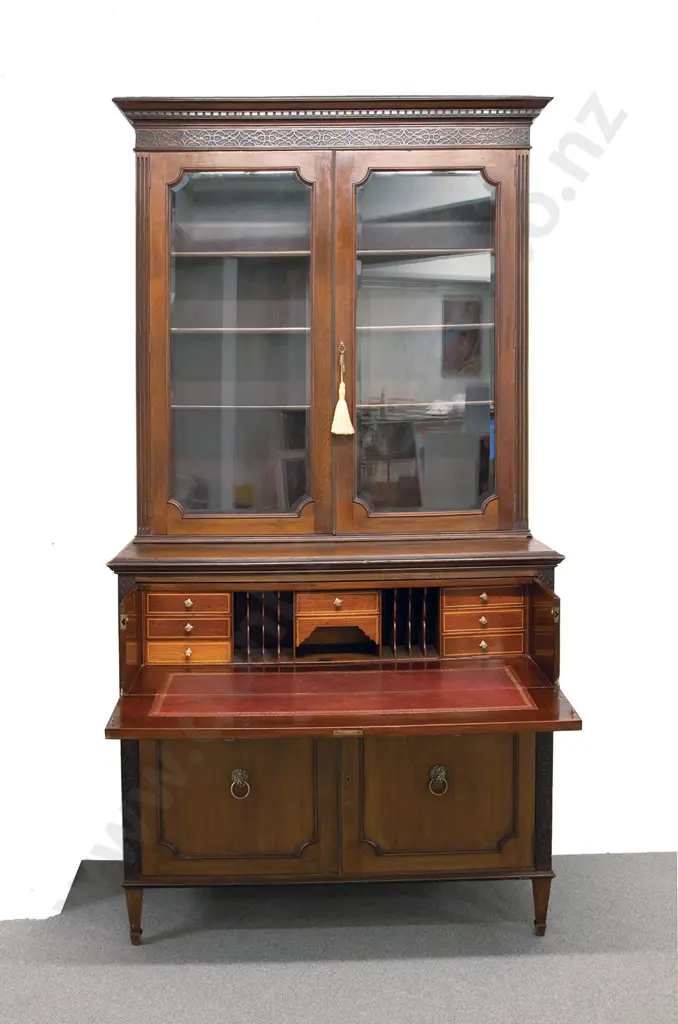 Edwardian Mahogany Secretaire Bookcase Image 1++