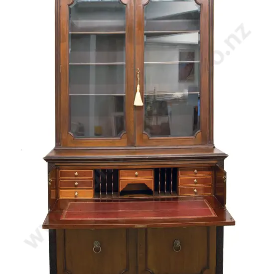 Edwardian Mahogany Secretaire Bookcase