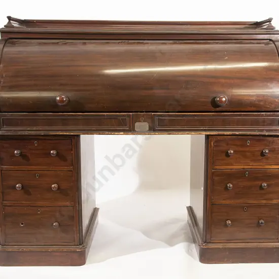Victorian Mahogany Roll-top Pedestal Desk