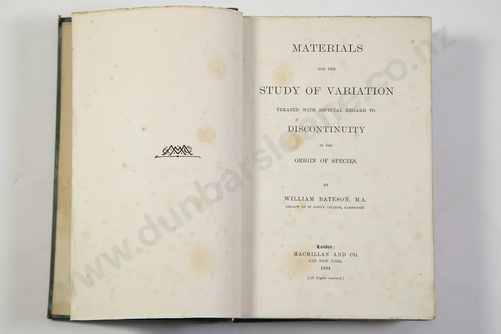 Bateson William - Materials For The Study Of Variation Image 1++